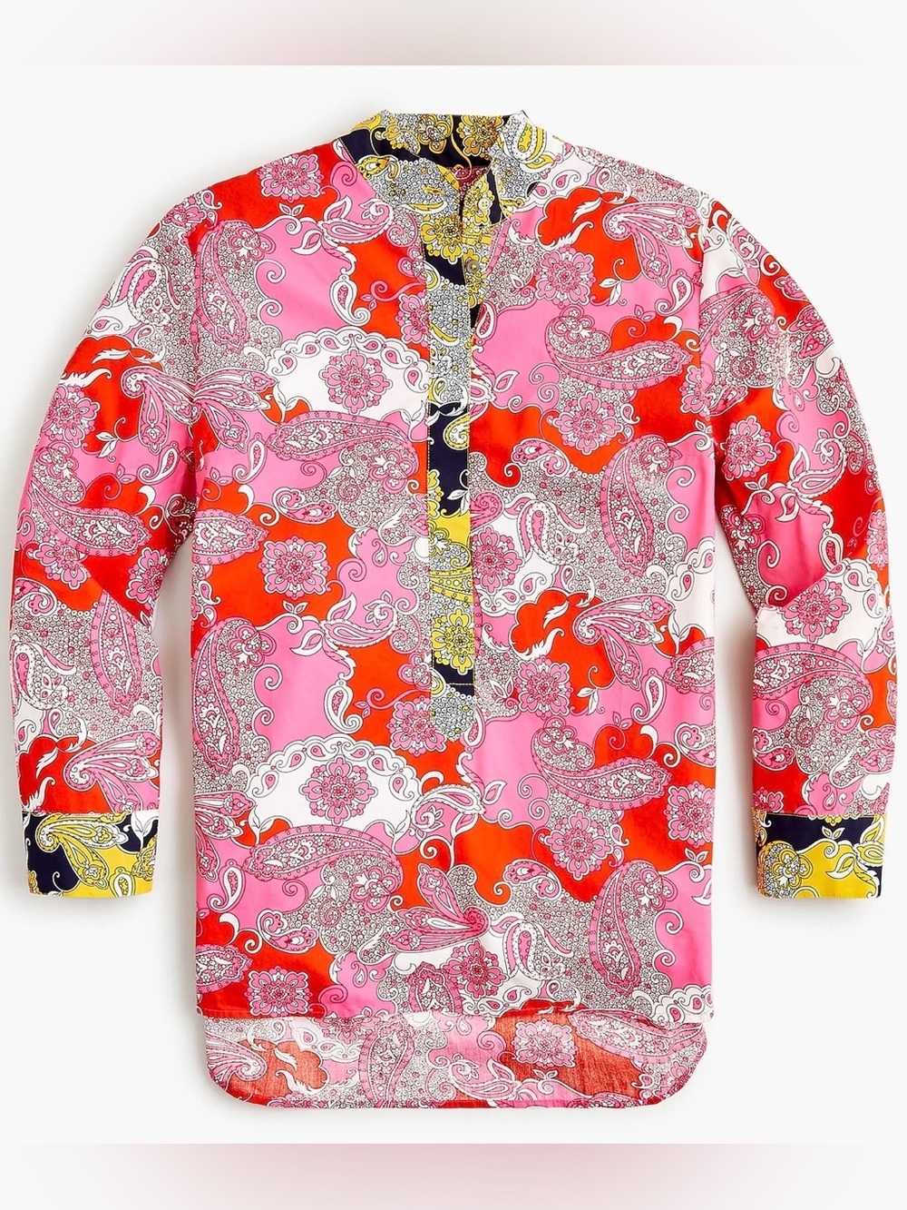 J. Crew Band Collar  Cotton Poplin Popover Tunic in Vintage Paisley - Picture 2 of 10